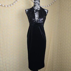 Venus Black Bodycon Velvet Dress (S)
